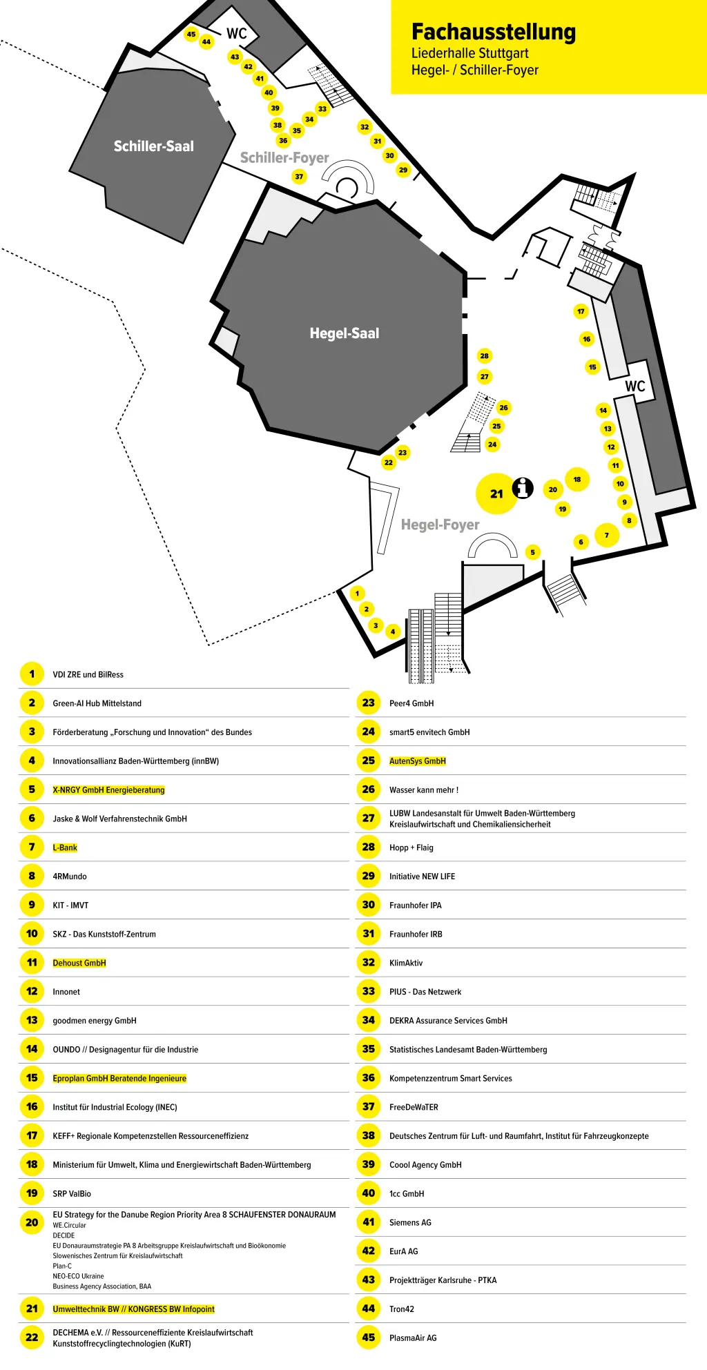 KONGRESS BW Ausstellungsplan Hegel- und Schillerfoyer